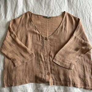 Elegant Women's Button-Down Shirt in Tan